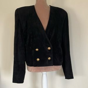 Black real suede vintage Lord and Taylor cropped blazer